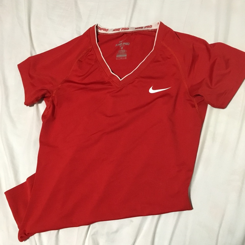 WOMENS. Red Nike Pro spandex VNeck